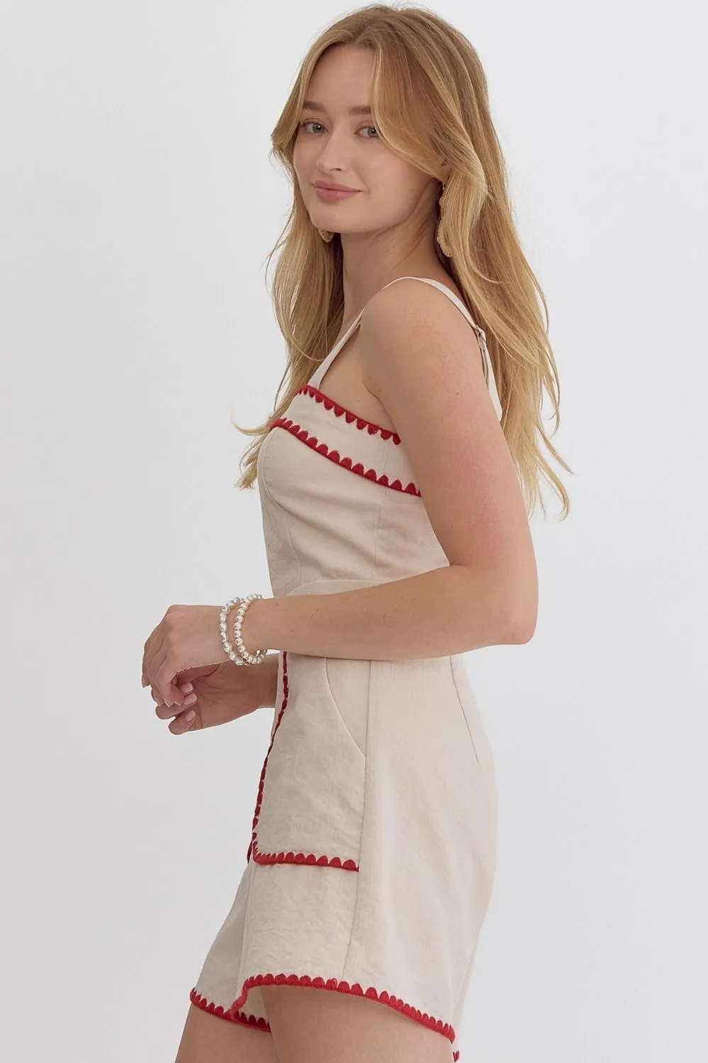 Harlie Ric Rac Romper (Ecru)