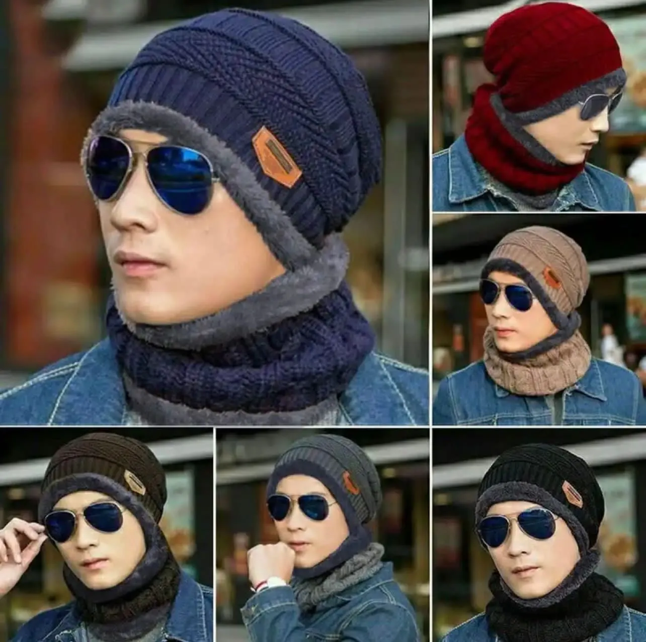 Head & Neck Cap Beanies Combo – woolen winter beanie cap with neck warmer muffler for men and women