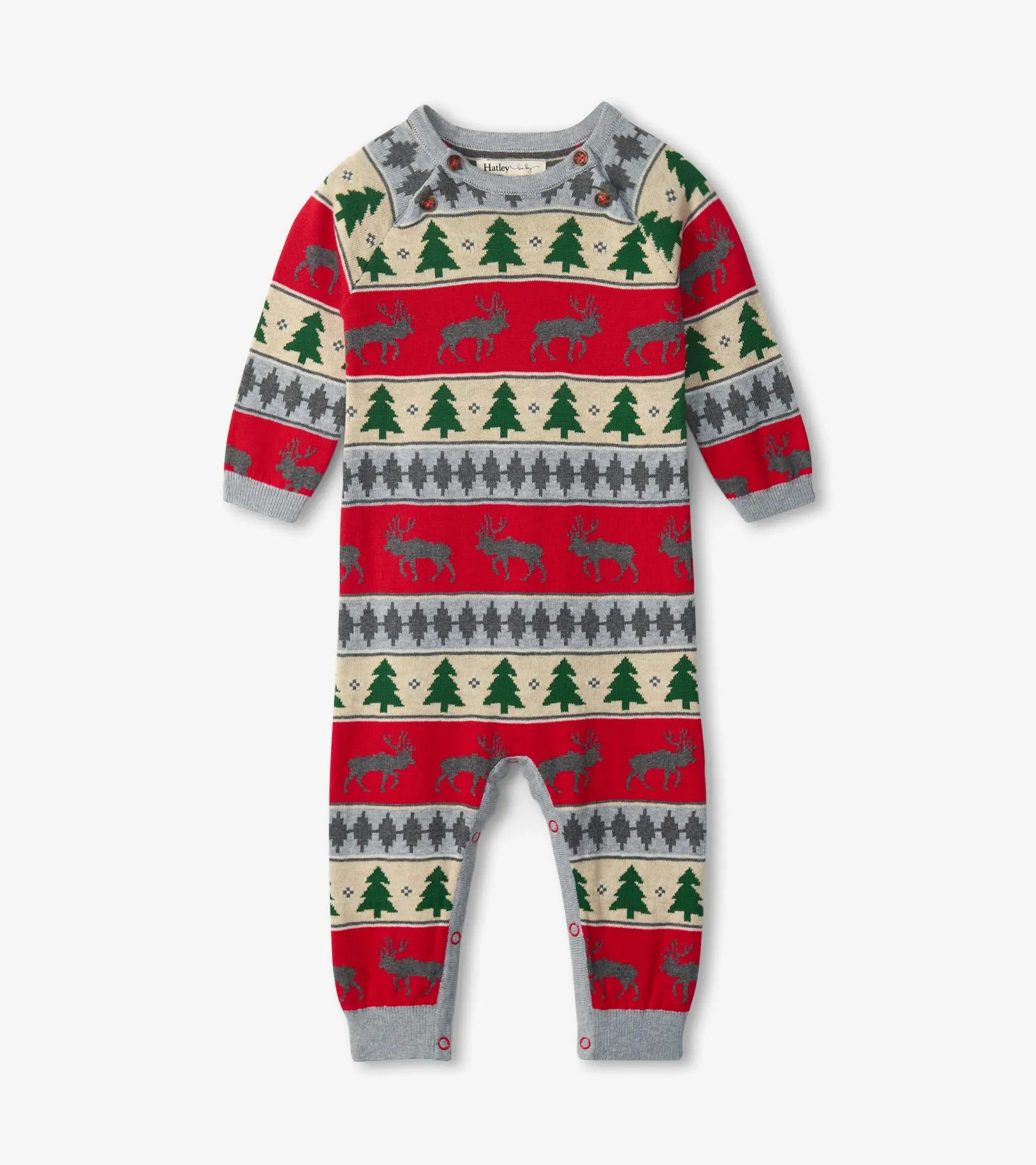 Holiday Elk Fair Isle Baby Sweater Romper | Hatley