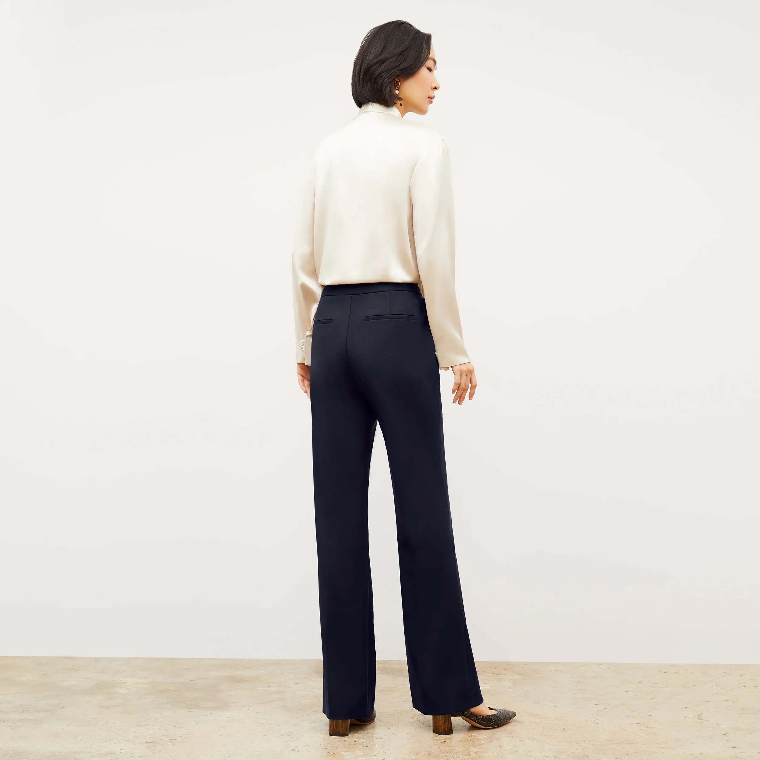 Horton Flare Trouser - Washable Wool Twill :: Dark Navy