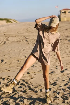 Hot Shot Tee Romper-Mocha Latte