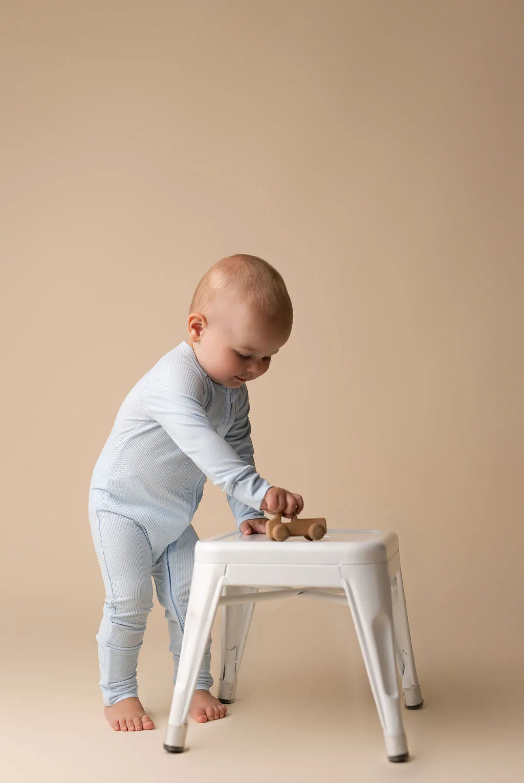 In My Jammers Solid Sky Blue Ribbed Zipper Romper