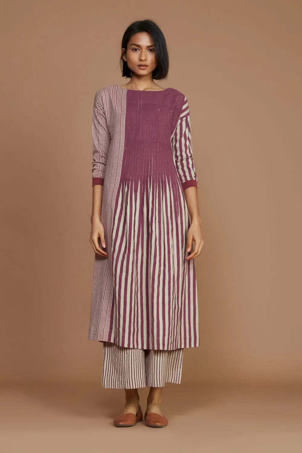 Ivory With Mauve Striped Re Pants