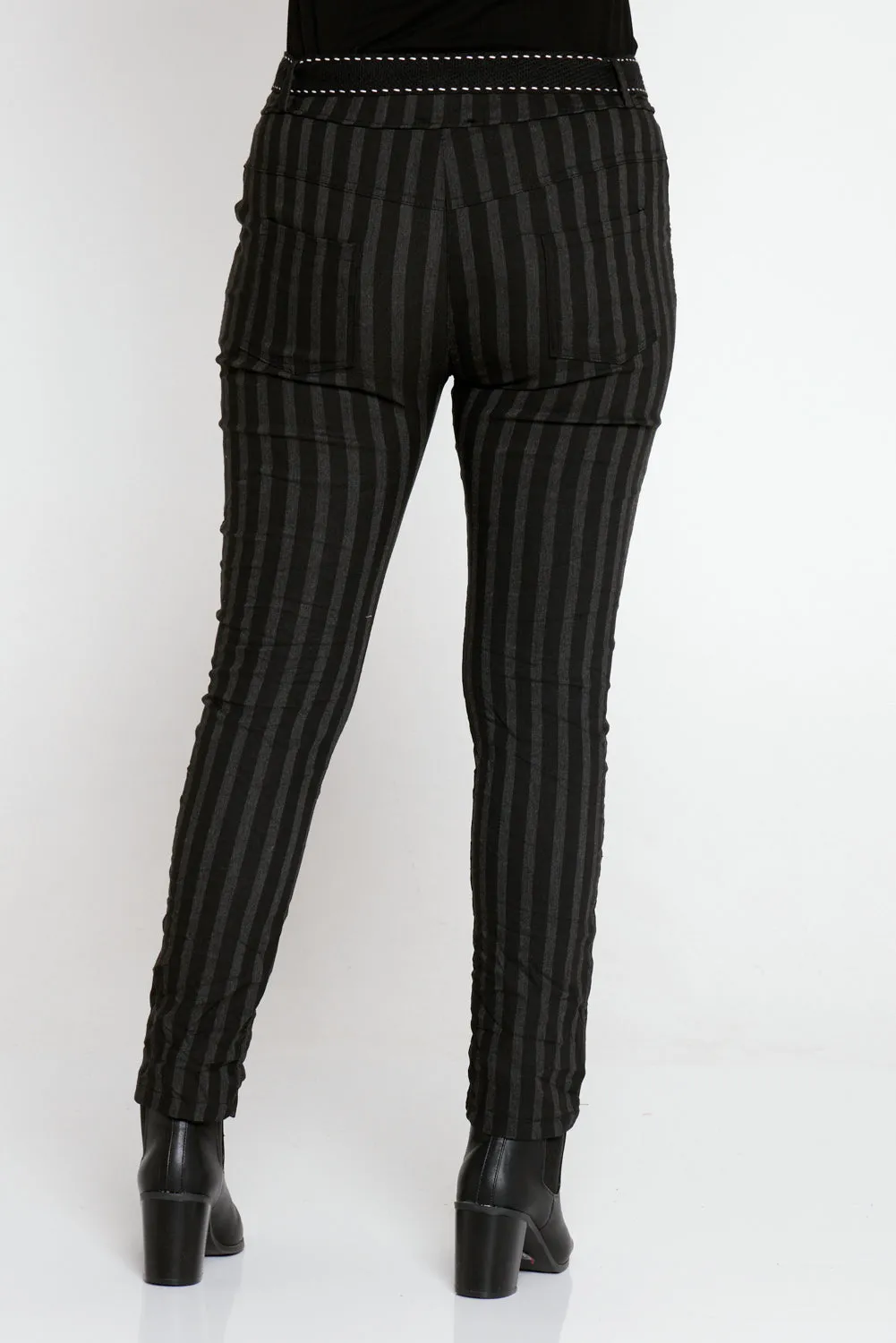 Jodi Pants - Black/Charcoal Stripe