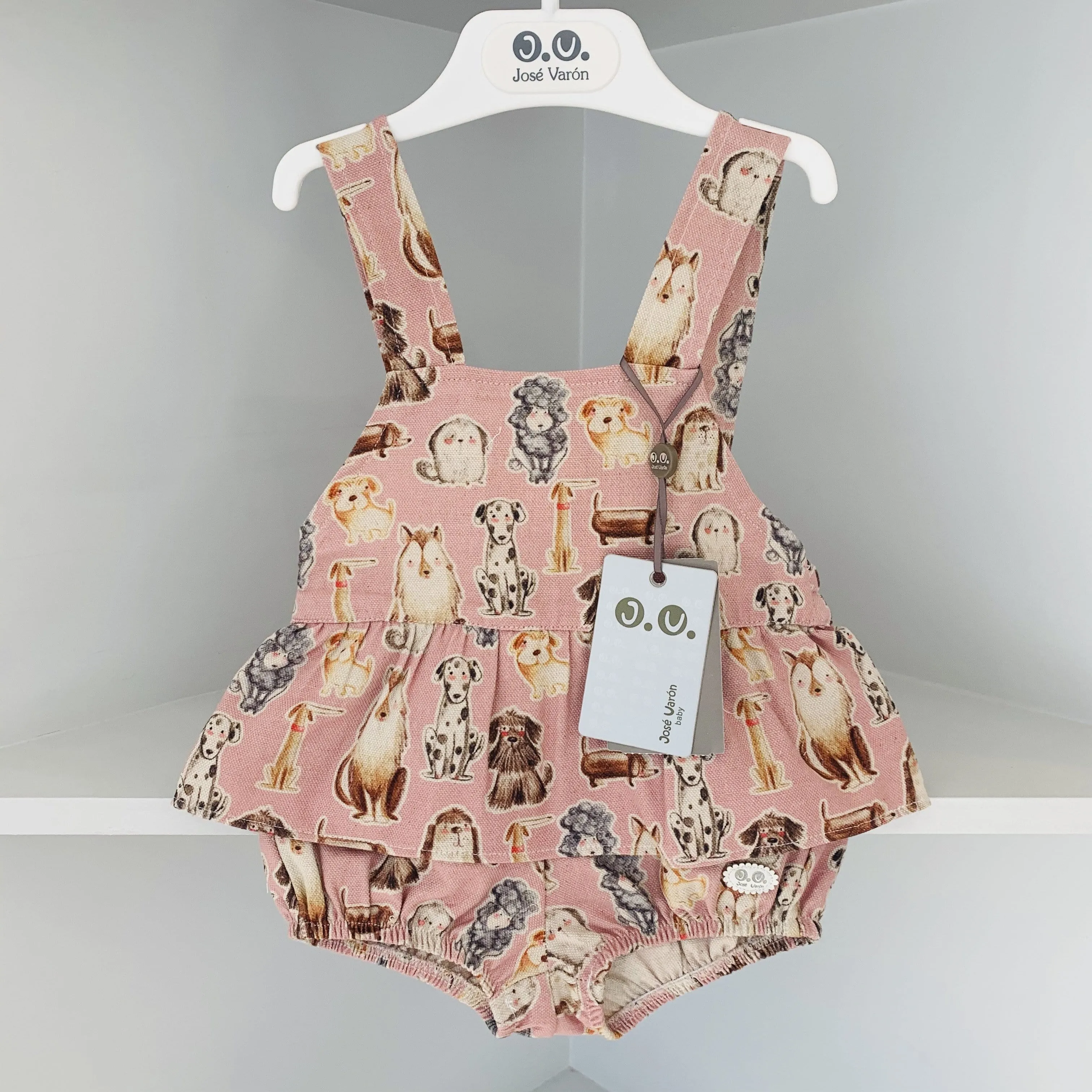 JOSE VARON IT'S A DOG'S LIFE PINK ROMPER