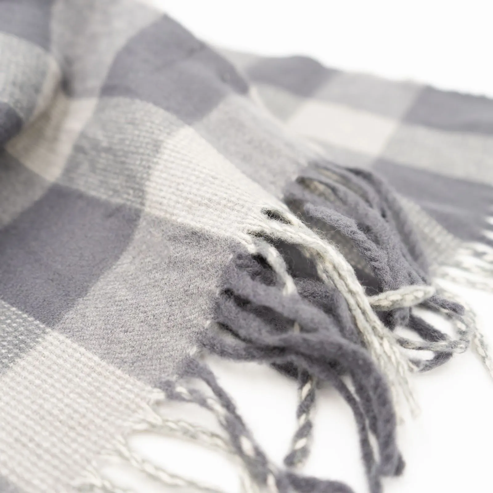 Joules Tytherton Grey Check Brushed Wool Mix Scarf for Men