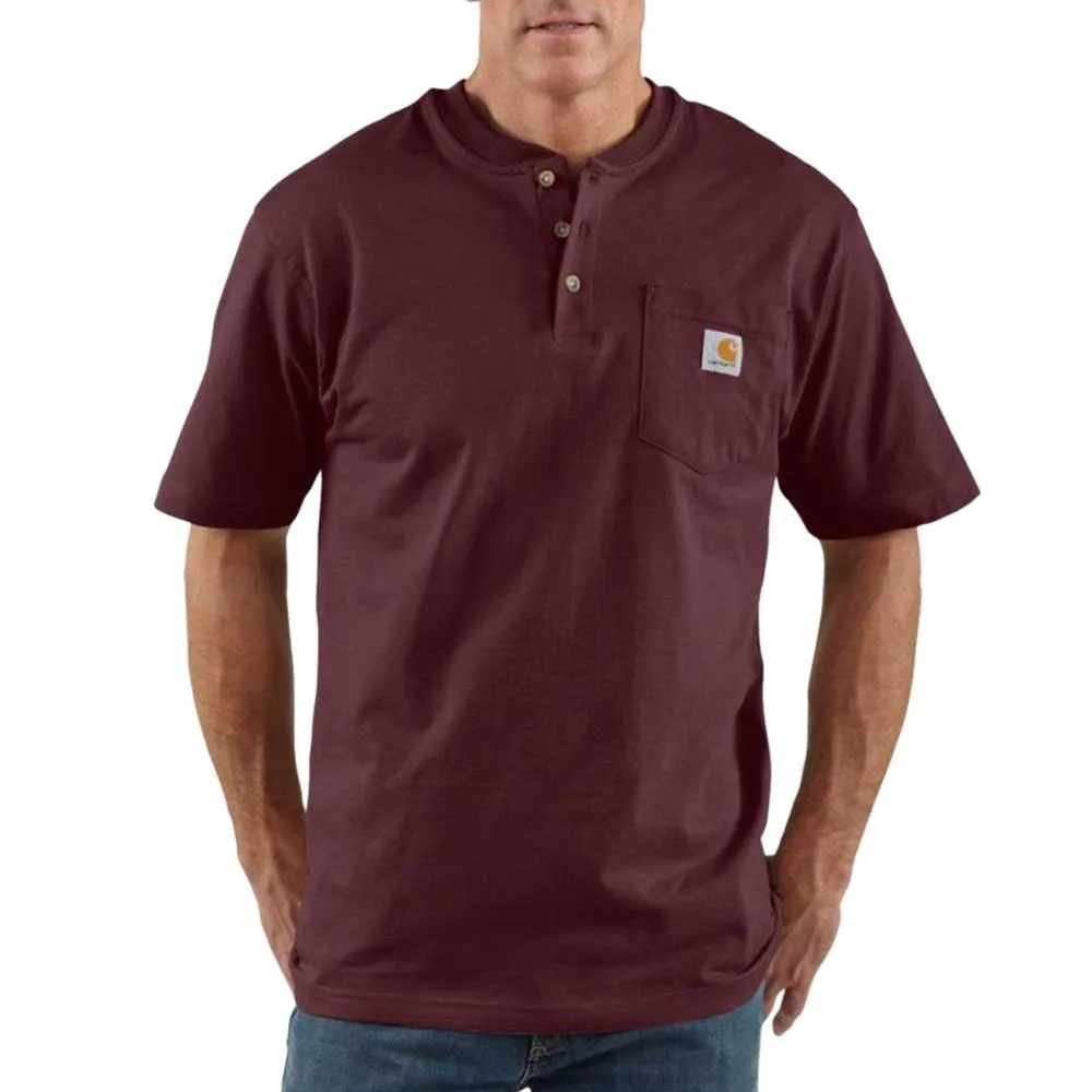 K84 - Loose fit heavyweight short-sleeve pocket henley t-shirt- Port