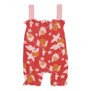 Kickee Pants Gathered Romper - Poppy Orange Blossom