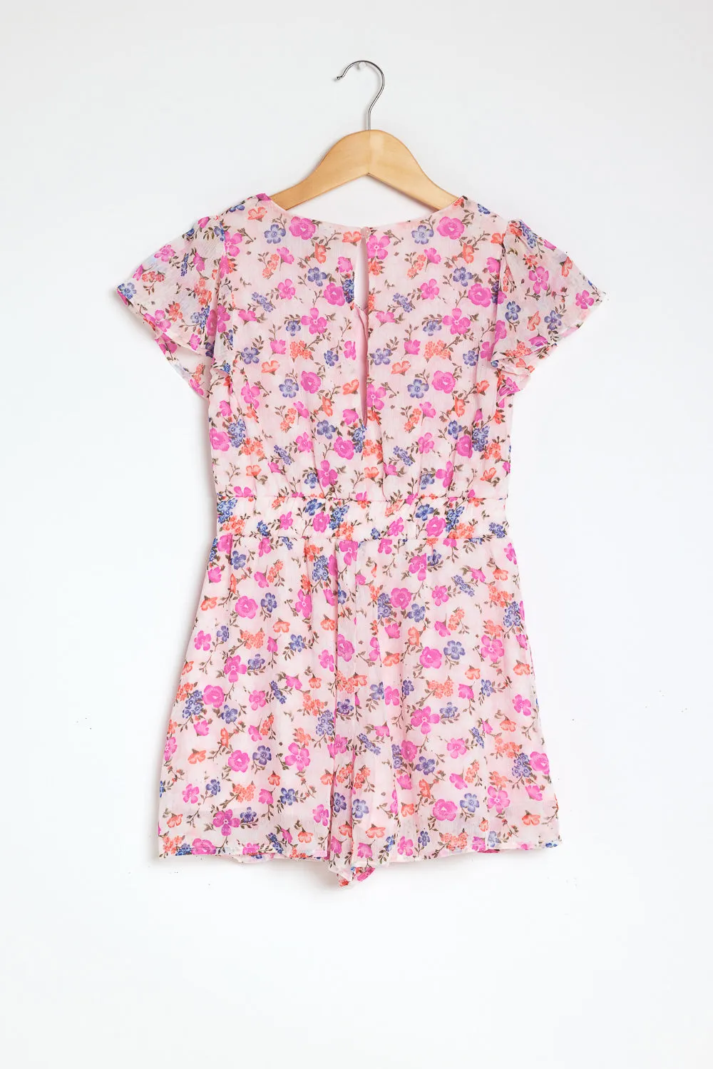 Kids Blush Floral Godet Romper