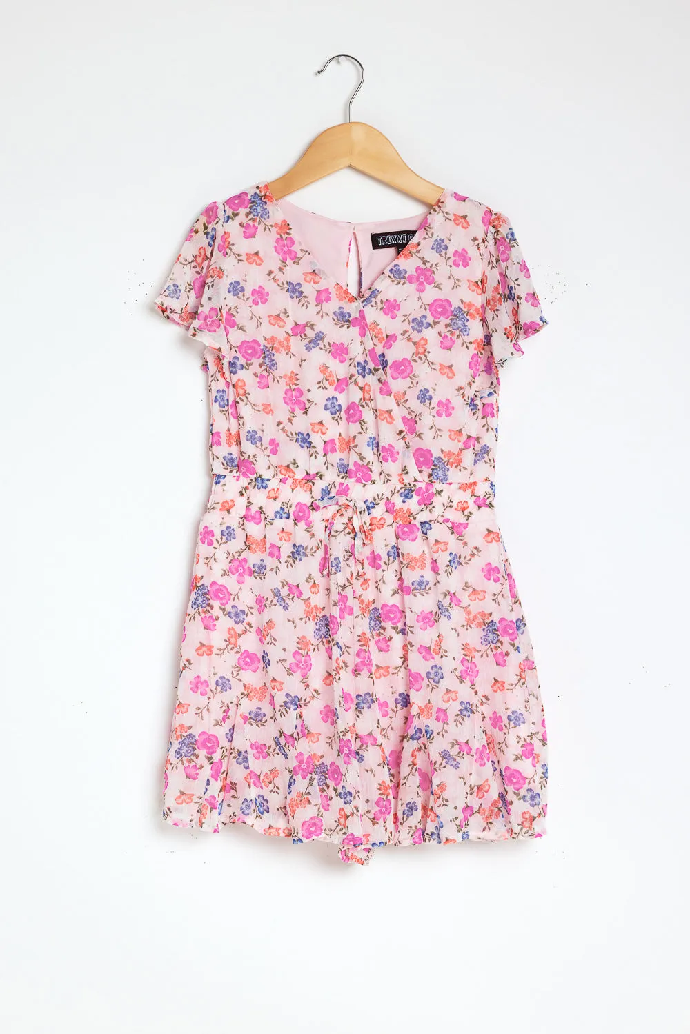 Kids Blush Floral Godet Romper