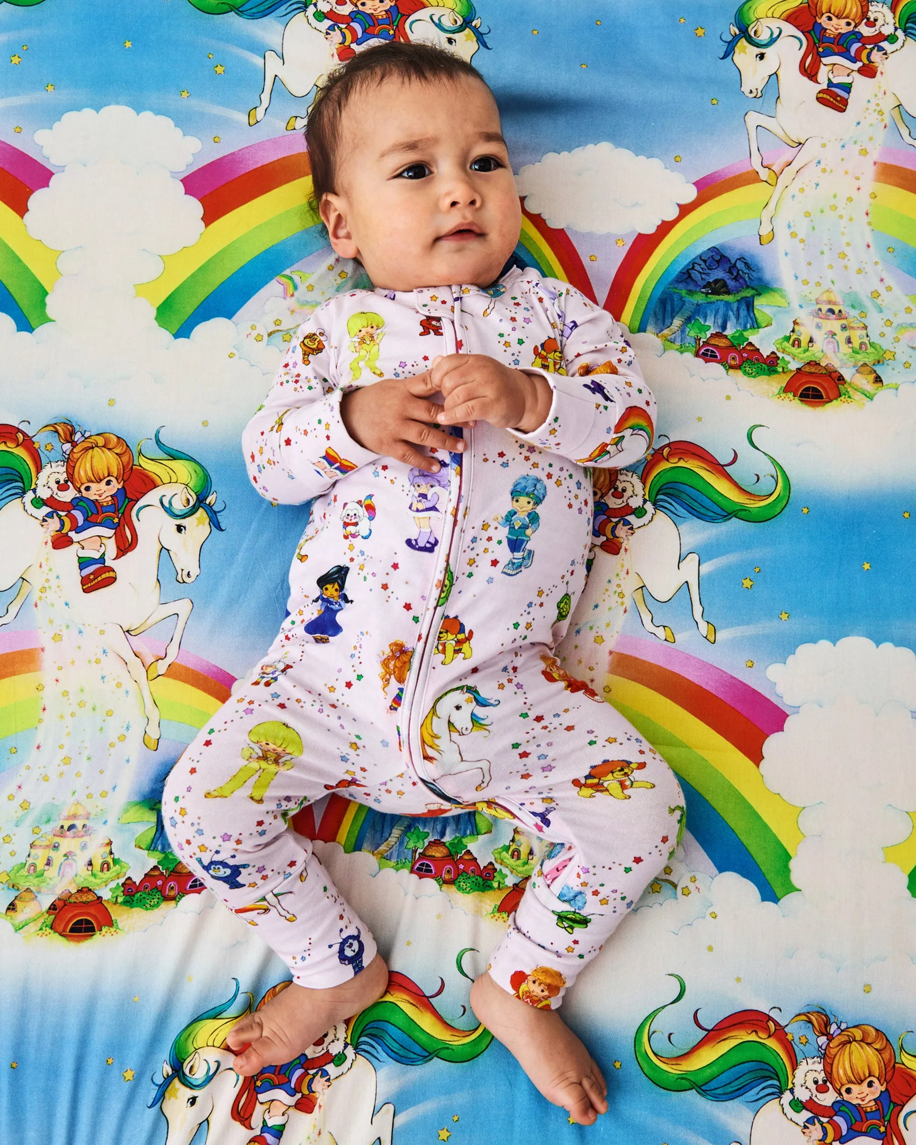 Kip&Co x Rainbow Brite Star Shower Organic Long Sleeve Zip Romper