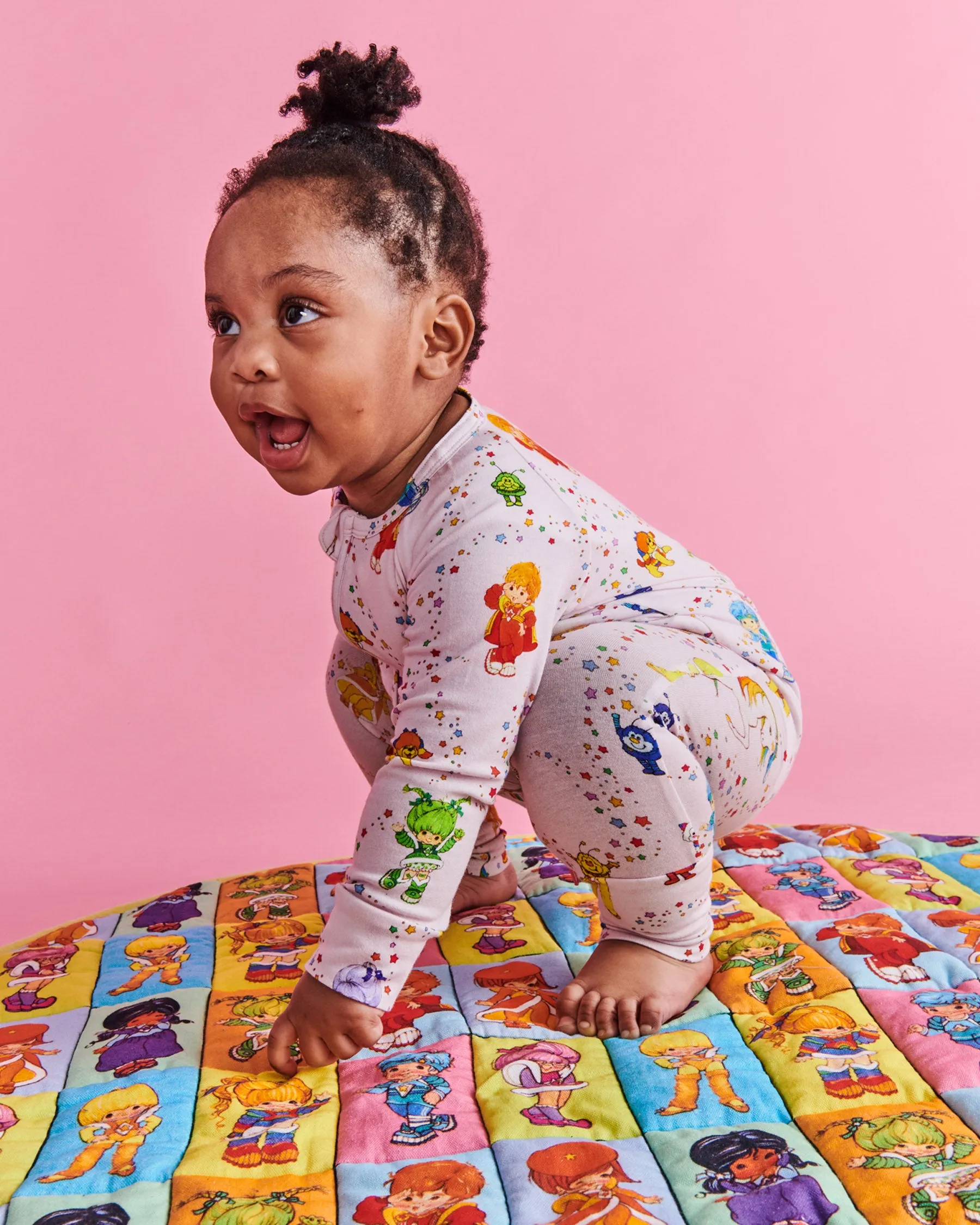 Kip&Co x Rainbow Brite Star Shower Organic Long Sleeve Zip Romper