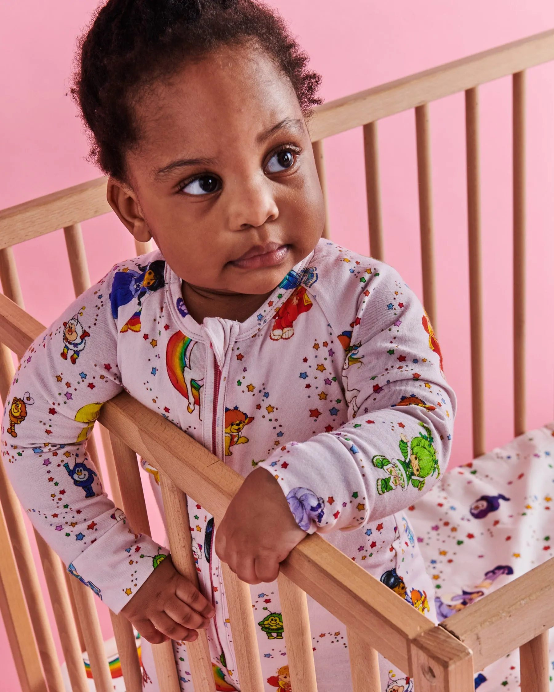 Kip&Co x Rainbow Brite Star Shower Organic Long Sleeve Zip Romper