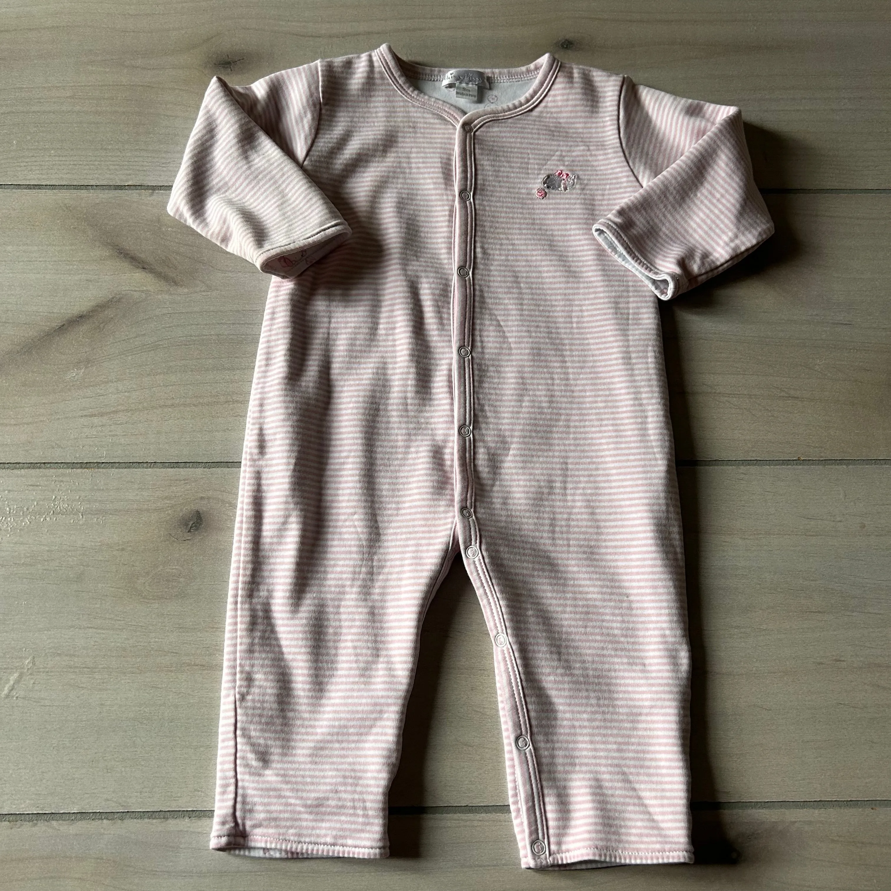 Kissy Kissy Pink Striped Puppy Romper