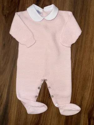 Knit Footed Romper w/ Collar