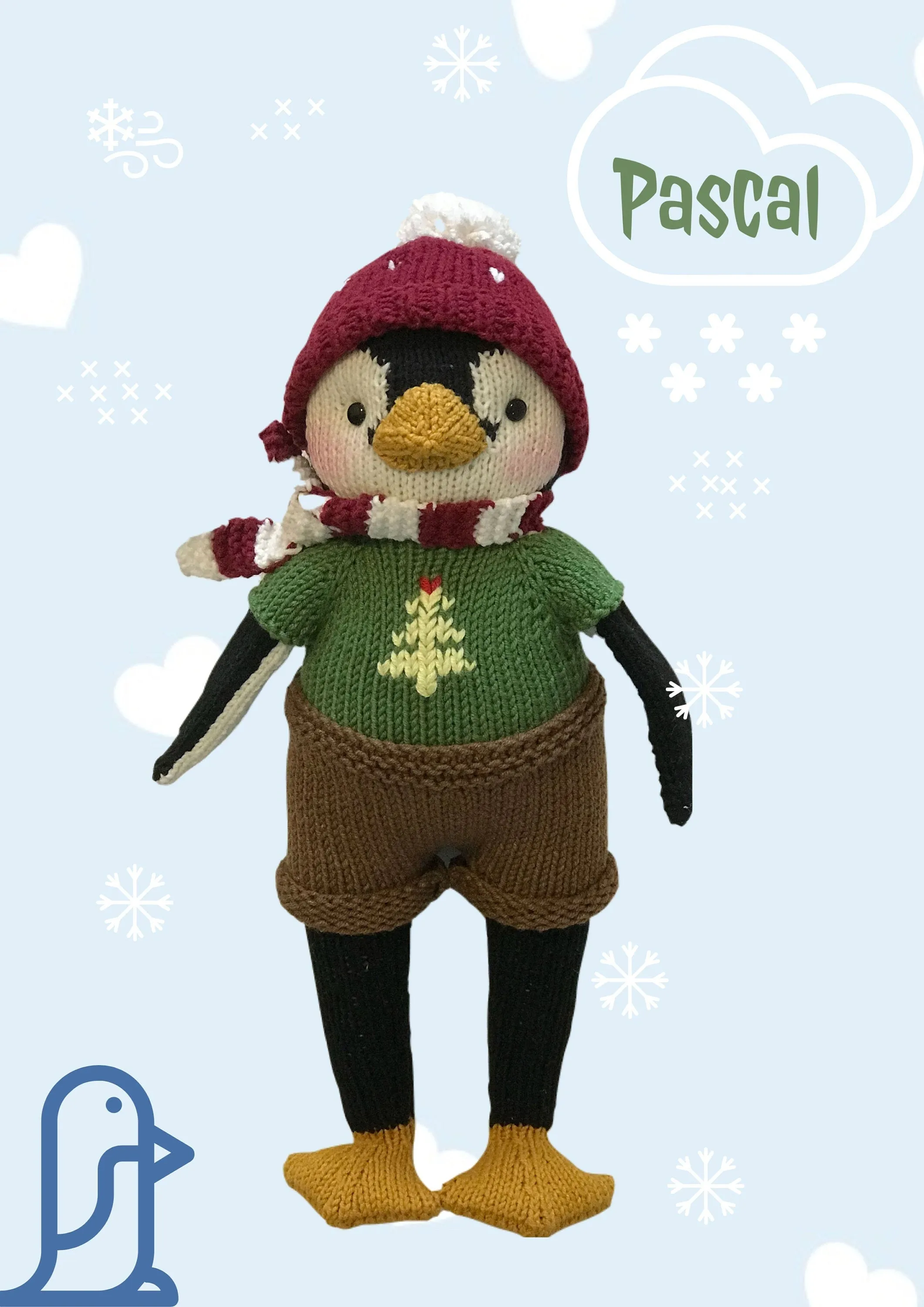 Knit Pascal the Penguin. Knit animal patterns. Knitted toy patterns. Meemoodolls