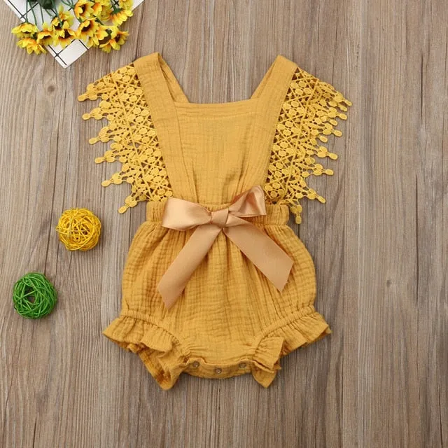 Lace Bow Romper (Multiple Colors)