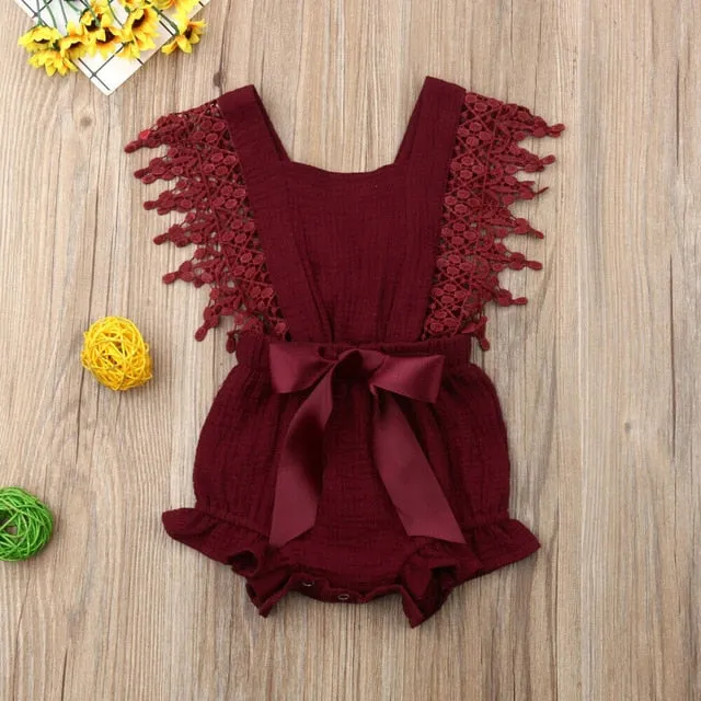 Lace Bow Romper (Multiple Colors)