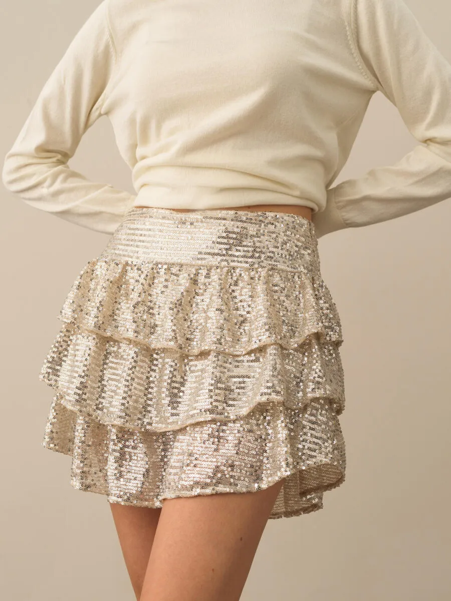 Laura Layered Sequin Skirt