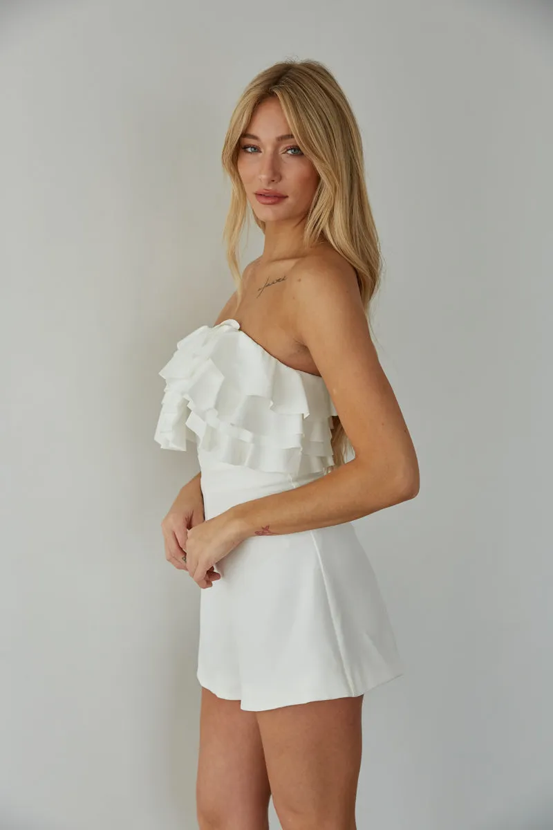 Leilani Strapless Ruffle Romper