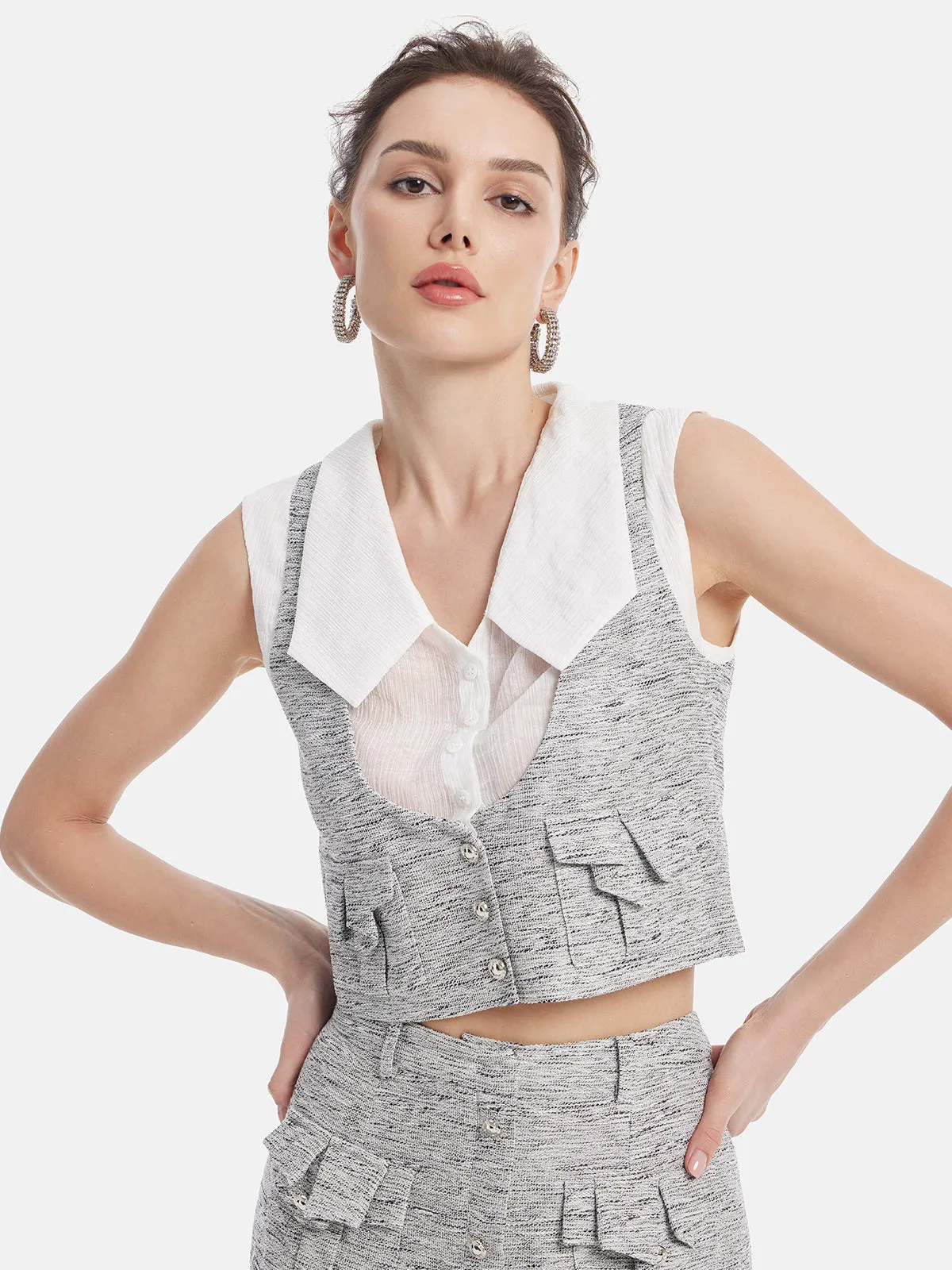 Light Grey Artistic Layered Top