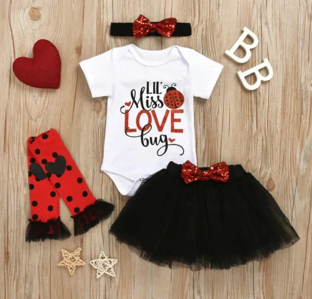 Lil' MISS LOVE Bug Romper,  Tutu,  Leggings and Headband #1000218