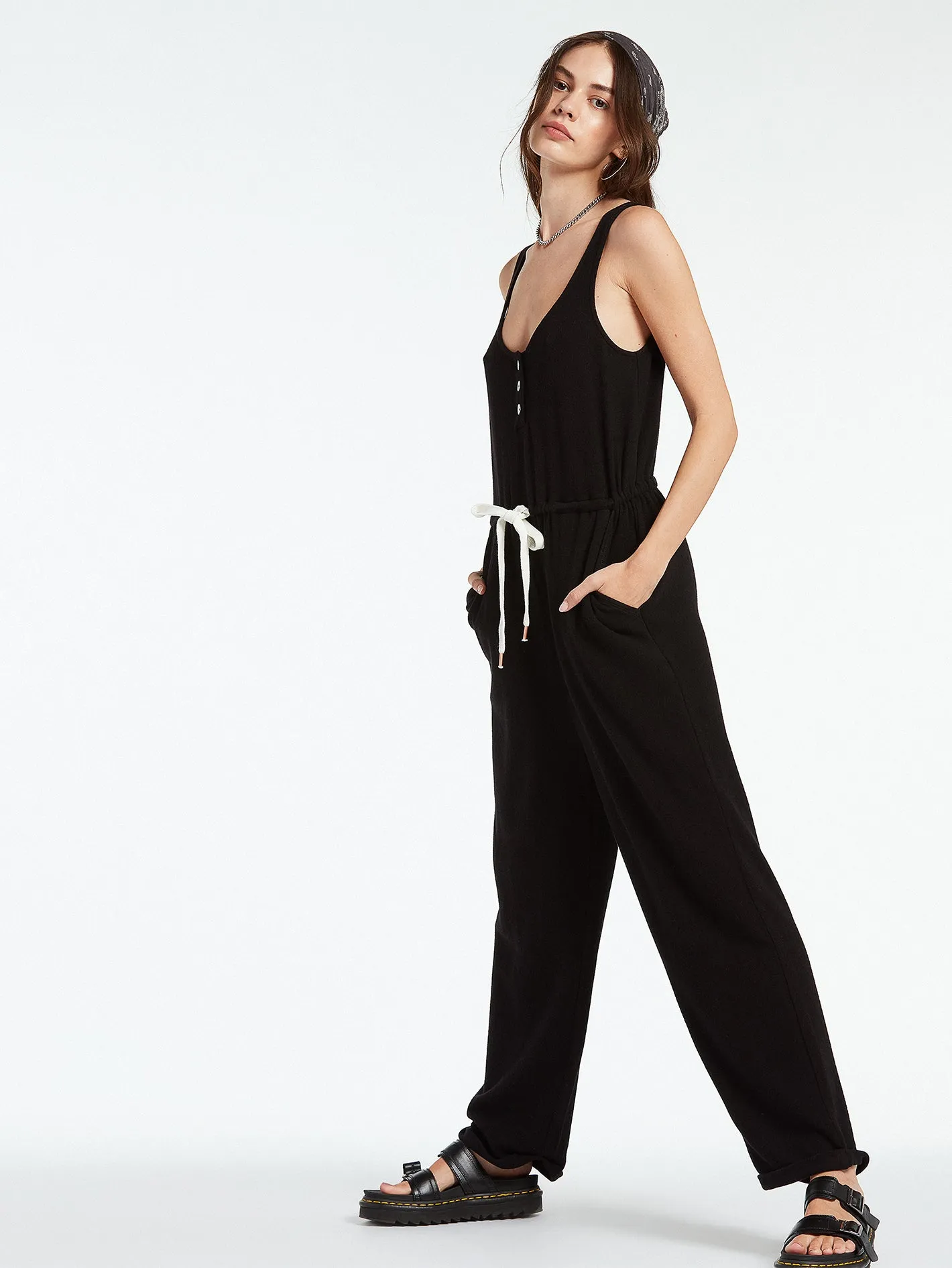 Lived In Lounge Romper - Black