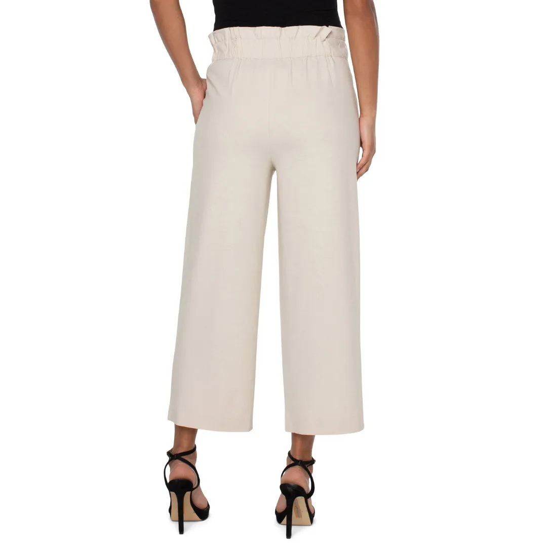 Liverpool Belted Paperbag Wide Leg Crop Pants (Dusty Tan & Serpentine)