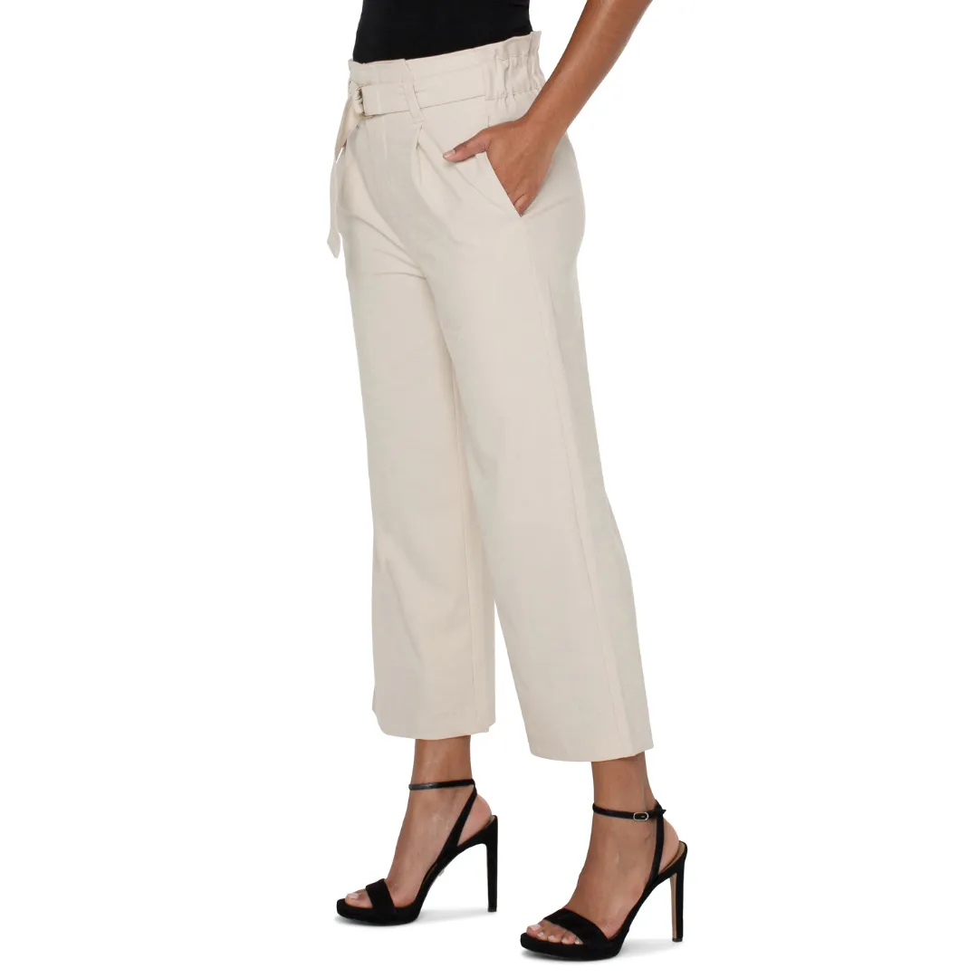 Liverpool Belted Paperbag Wide Leg Crop Pants (Dusty Tan & Serpentine)