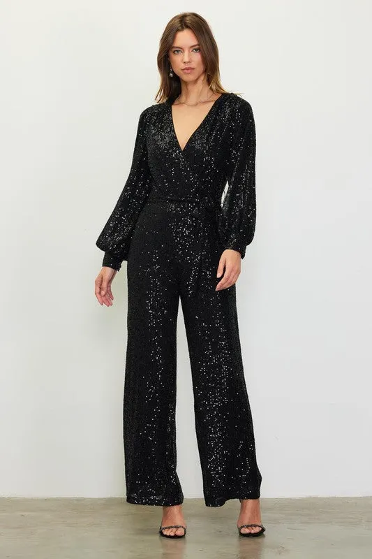 Long Sleeve Sequin Jumpsuit