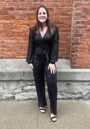 Long Sleeve Sequin Jumpsuit