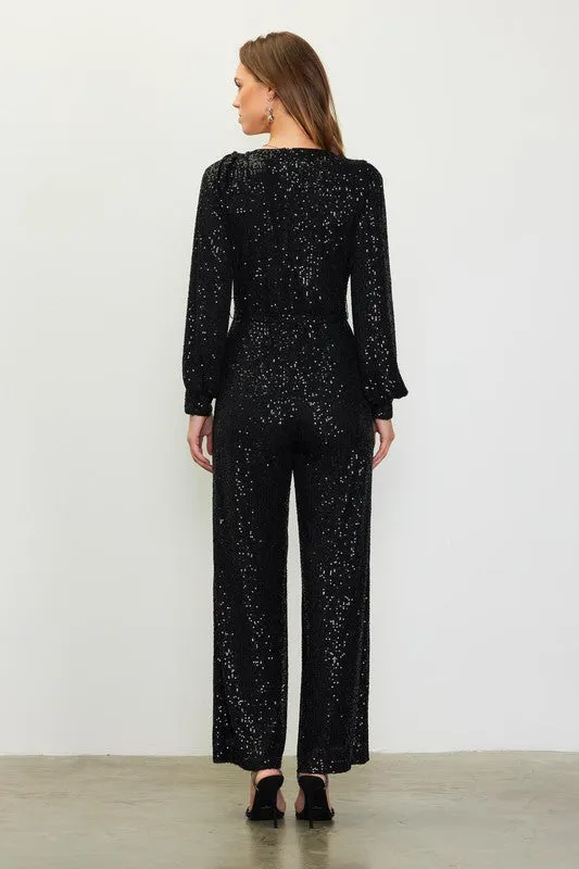 Long Sleeve Sequin Jumpsuit