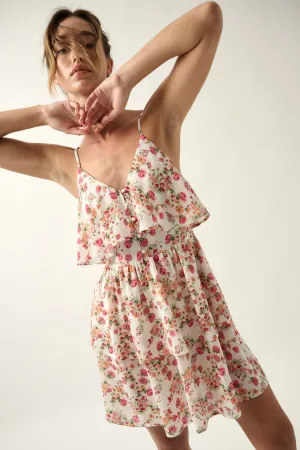 Love Me Lots Floral Tiered Flounce Mini Dress