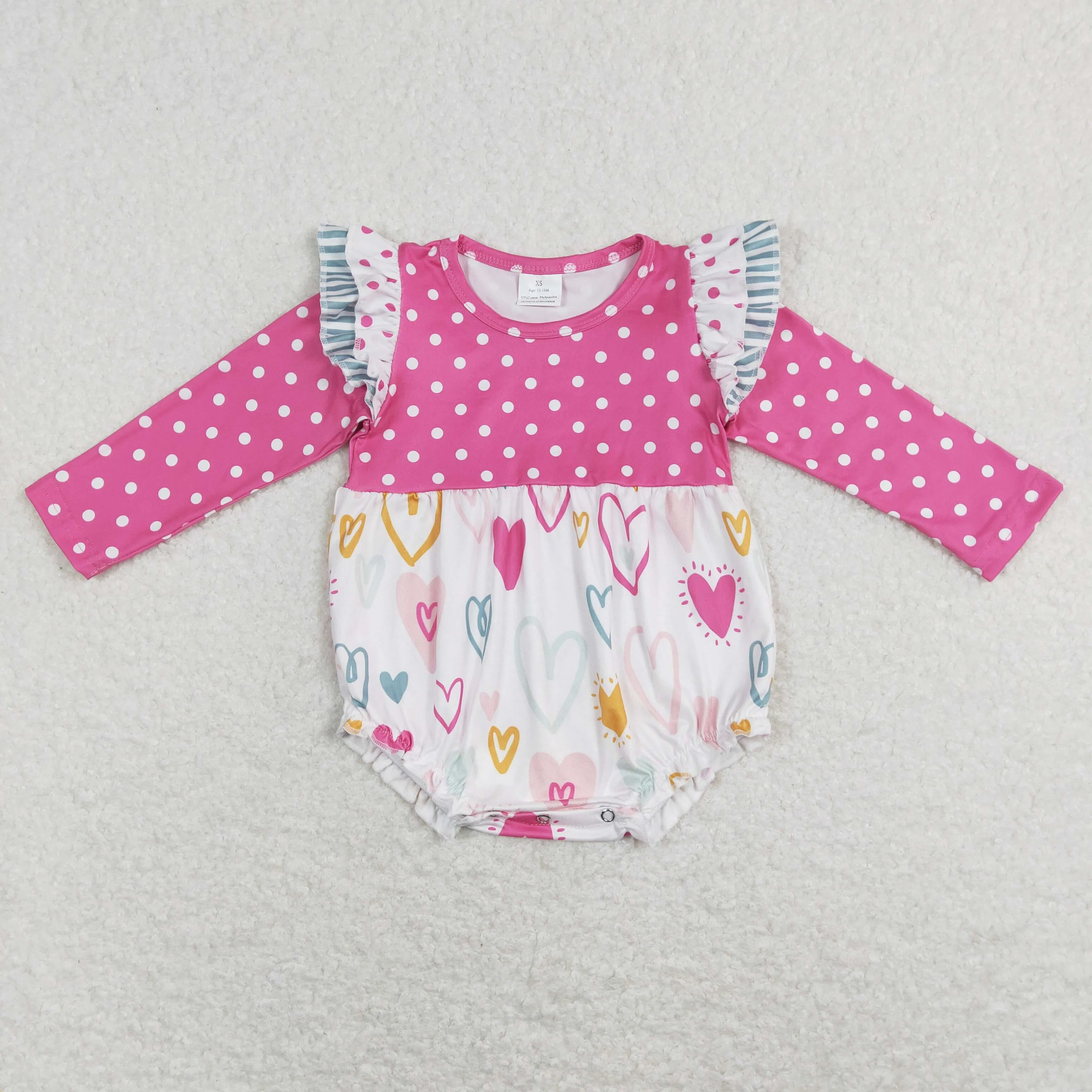 LR0872 baby girl clothes heart valentines day romper