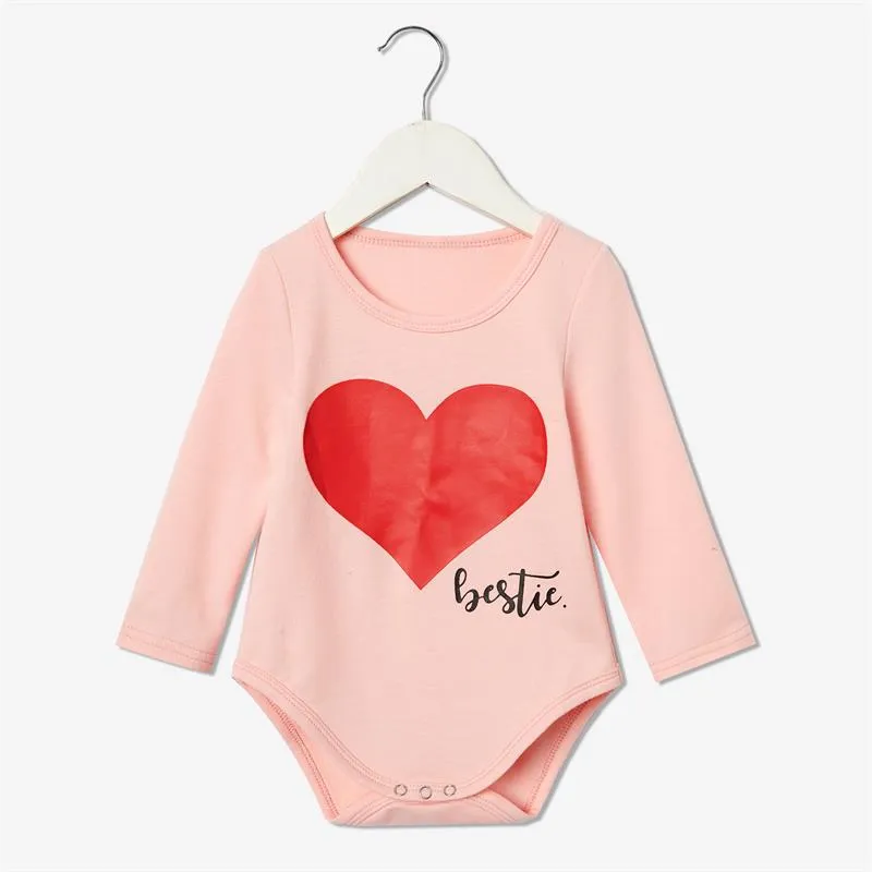 Matching Family Outfits Mommy and Me Long Sleeve Bestie Heart Hoodies Dress