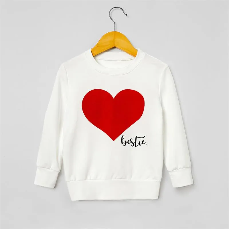 Matching Family Outfits Mommy and Me Long Sleeve Bestie Heart Hoodies Dress