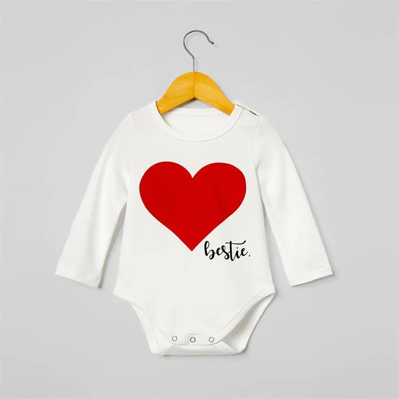 Matching Family Outfits Mommy and Me Long Sleeve Bestie Heart Hoodies Dress