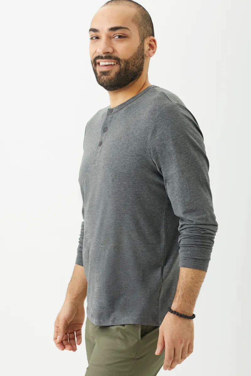 Men's Bamboo Cotton Long-Sleeve Henley Tee-All Sales Final