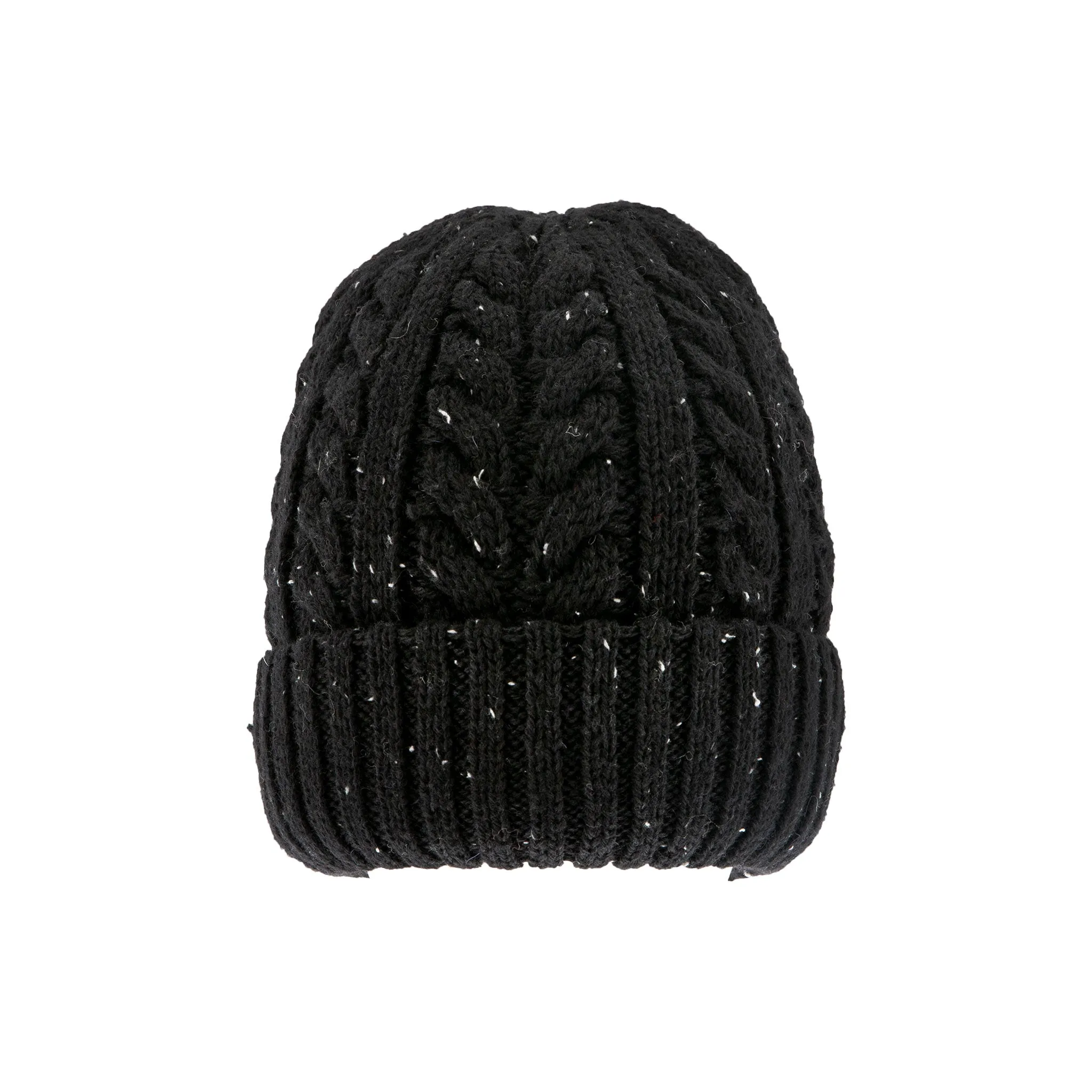 Men’s Cable Knit Beanie Hat with Marl Yarn