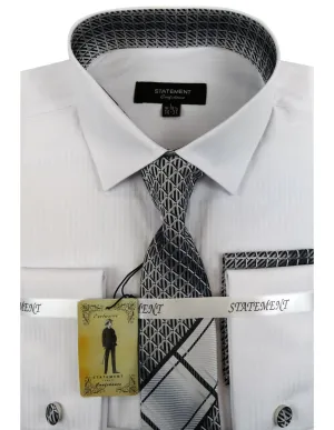 Men's Dress Shirt with Matching Tie, Hankie and Cufflinks | SH-3002-White