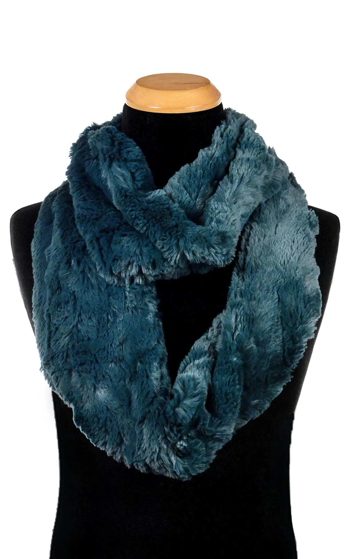 Men's Infinity Scarf - Luxury Faux Fur In Peacock Pond