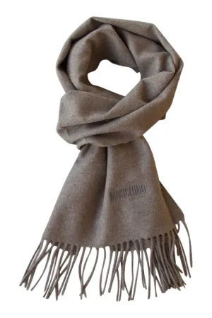 Merino wool scarf in beige melange from Moschino