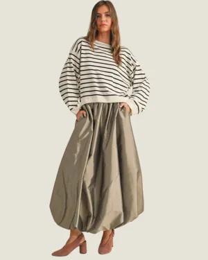 Metallic Balloon Midi Skirt