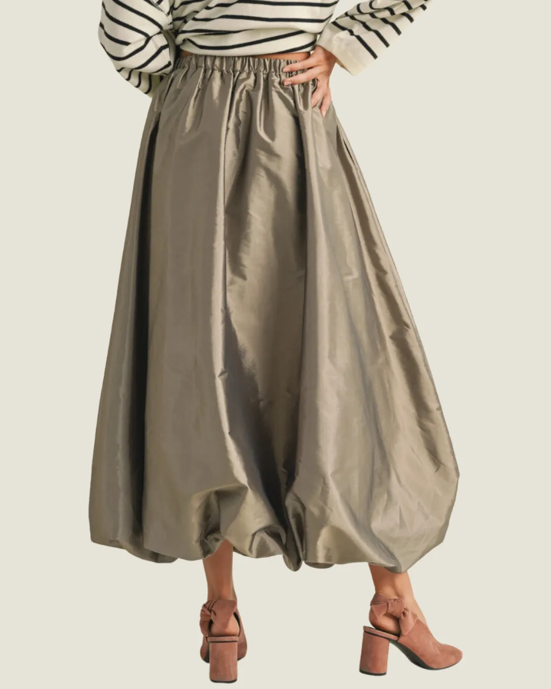 Metallic Balloon Midi Skirt