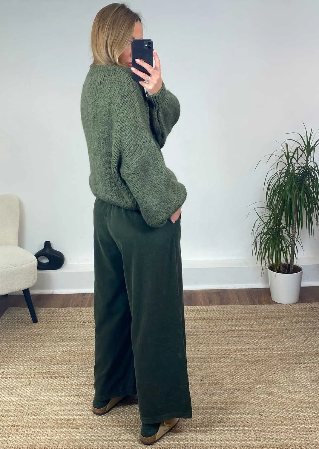 Misty Cord Wide Leg Pants in Khaki