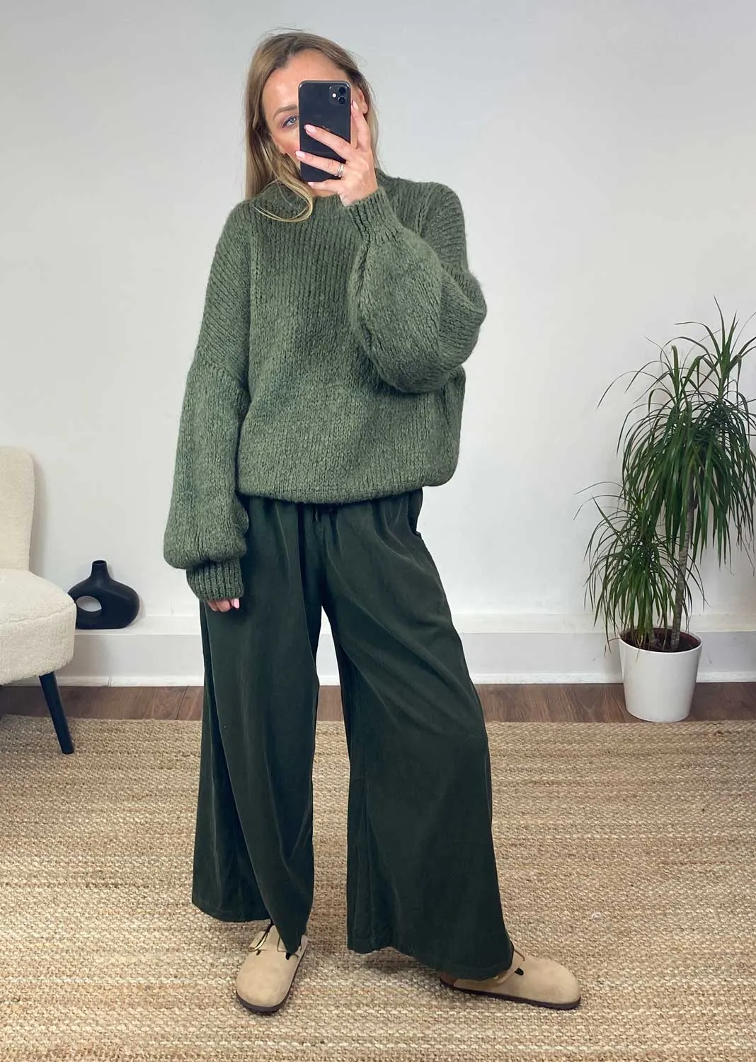 Misty Cord Wide Leg Pants in Khaki