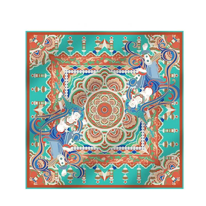 Mulberry Silk 16 Momme Celestial Dance Silk Square Scarf 90x90cm