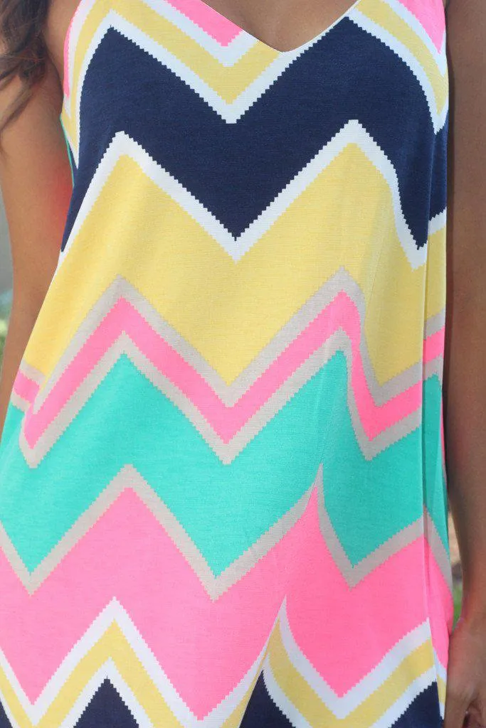 Multicolor Chevron Short Dress