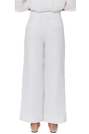 Nisha Cropped Lined Linen Pant White