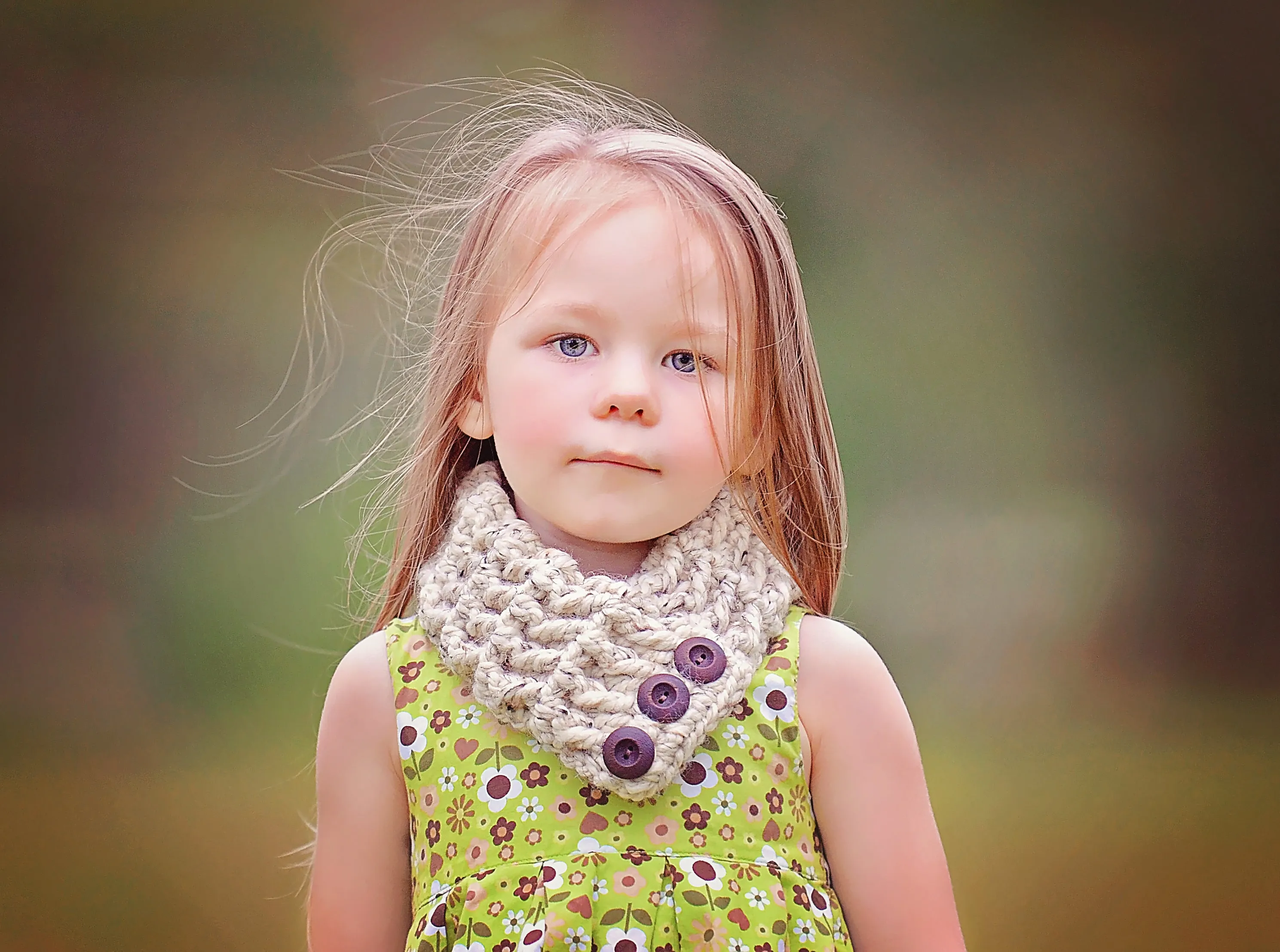 Oatmeal button scarf